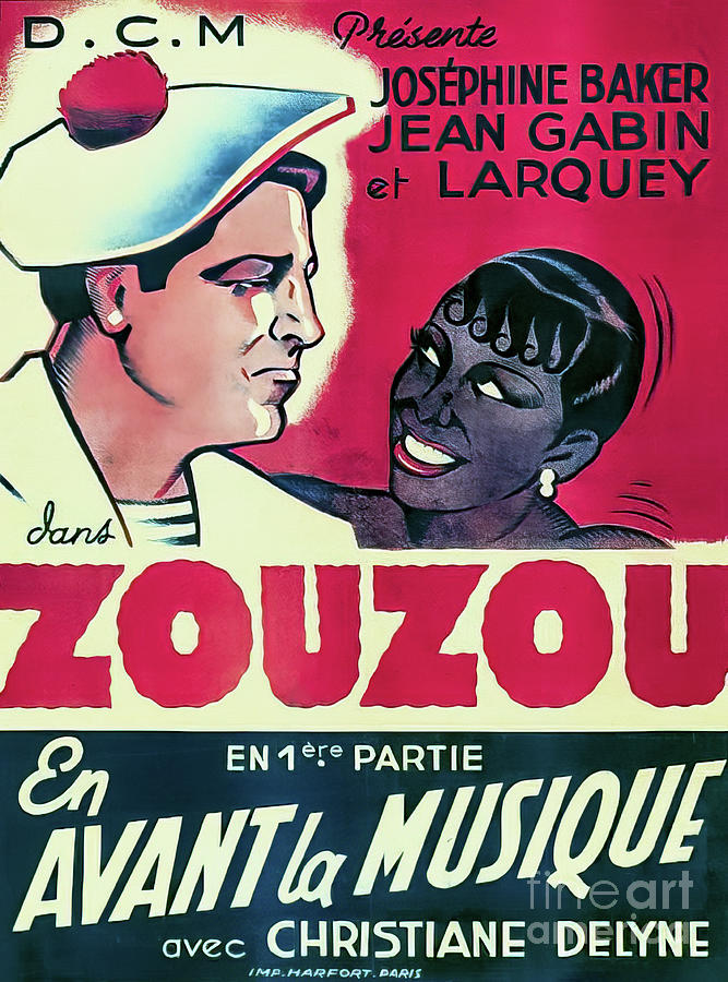 ZouZou With Josephine Baker 1934 Film Poster Drawing by M G Whittingham