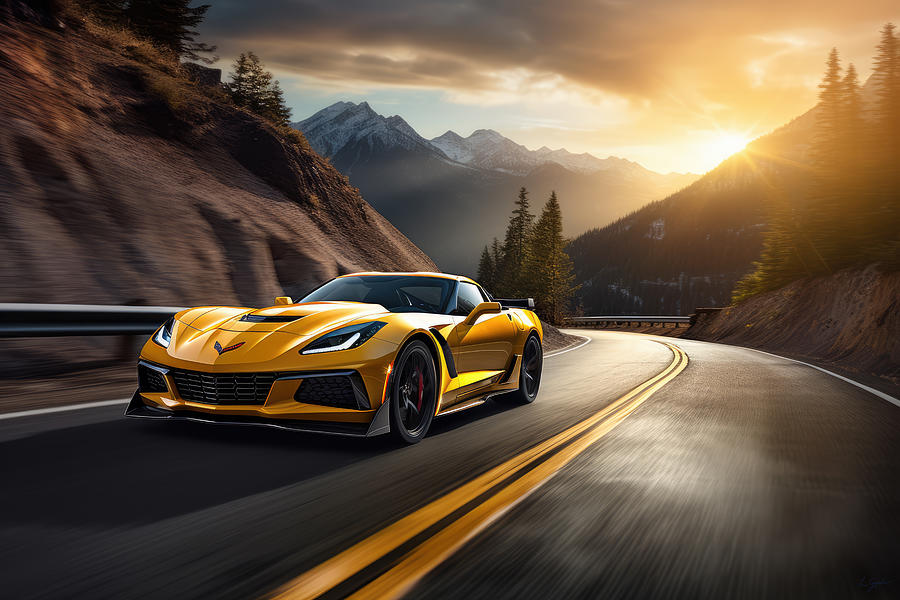  ZR1 Conquers the Mountain Pass Painting by Lourry Legarde