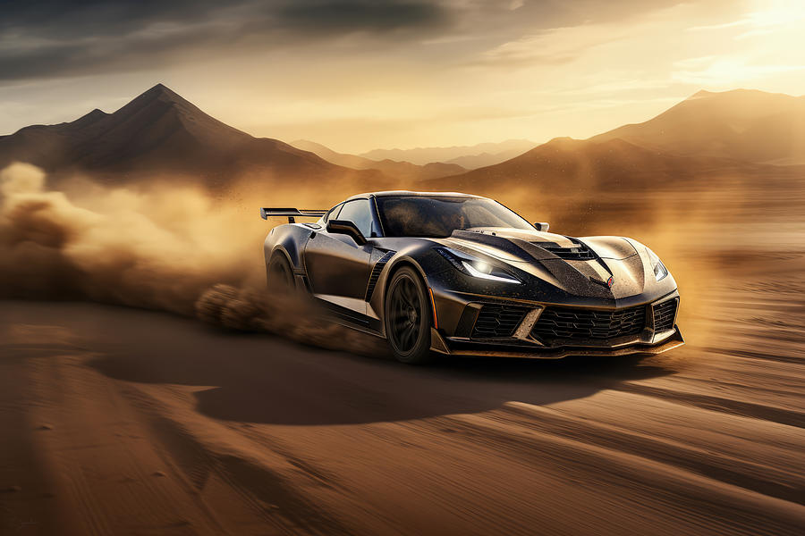 ZR1s Chase for the Untamed Horizon Painting by Lourry Legarde