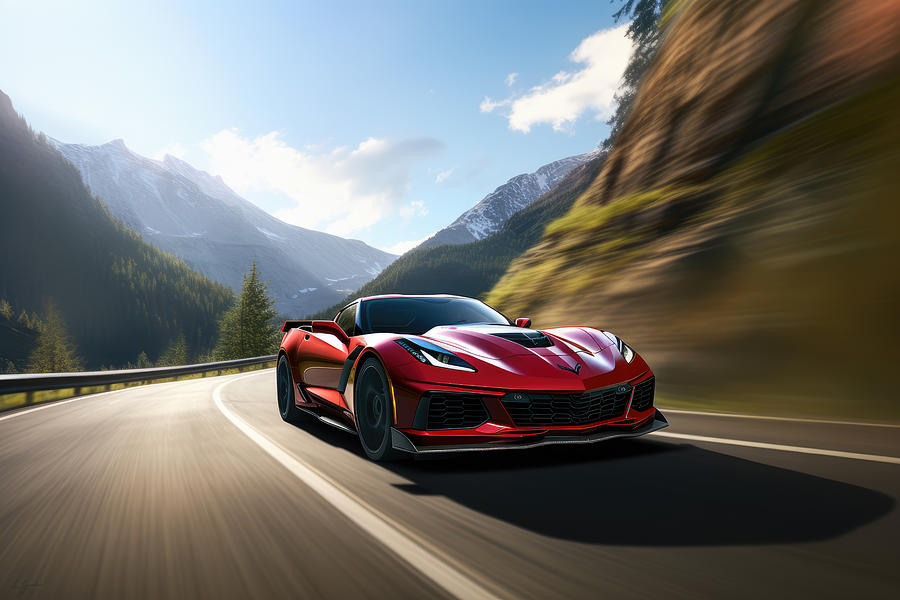 ZR1s Precision on Mountain Roads Painting by Lourry Legarde