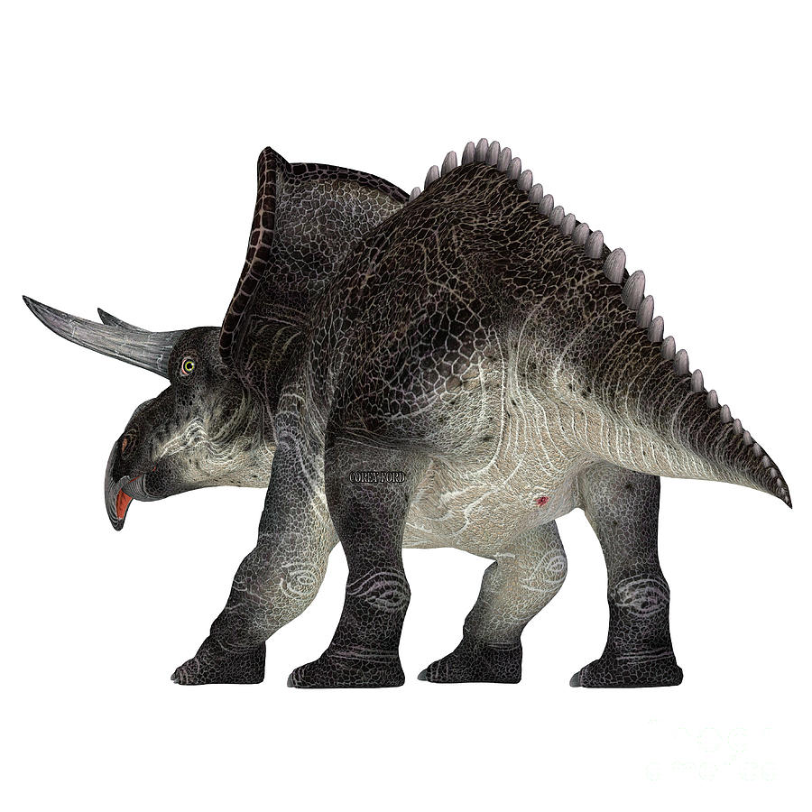 Zuniceratops Dinosaur Tail Digital Art by Corey Ford