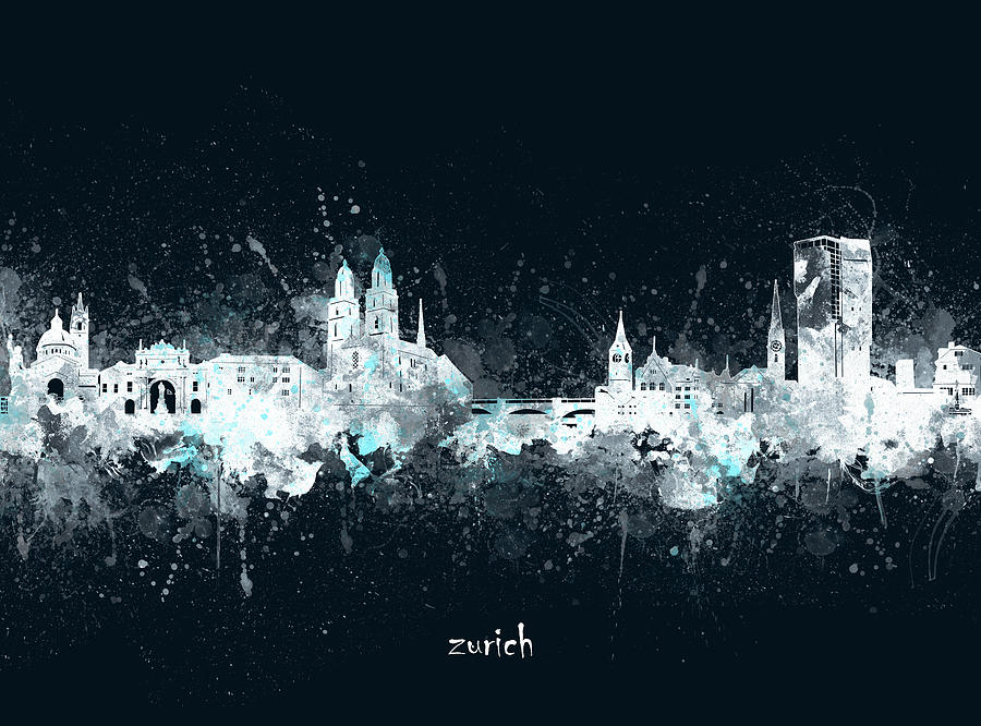 Zurich Skyline Artistic V4 Digital Art by Bekim M