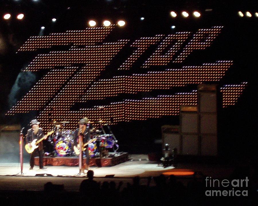Zz Top In Concert With Flashing Logo Photograph by John Telfer