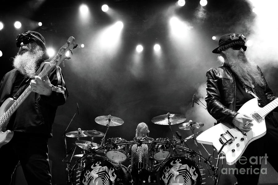 ZZ Top - Live in Concert - Black and White Photograph by Doc Braham