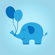  Sweet Funny Baby Elephant with Balloons Digital Art by Philipp Rietz