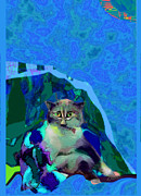007 The Under Covers Cat Mixed Media by Zsanan Studio