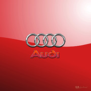 Audi - 3D Badge on Red #1 Photograph by Serge Averbukh