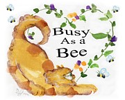 Busy as a Bee Tabby Cat #1 Painting by Follow Themoonart