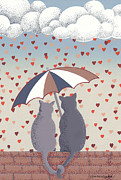 Cats in Love #1 Mixed Media by Anne Gifford