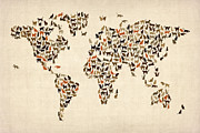 Cats Map of the World Map #1 Digital Art by Michael Tompsett