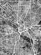 Dallas Texas City Map #1 Digital Art by Michael Tompsett Dallas Texas City Map #1 Digital Art by Michael Tompsett