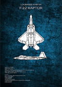 F22 Raptor Blueprint #1 Digital Art by Airpower Art
