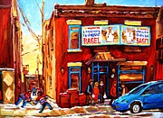 Fairmount Bagel in Winter #1 Painting by Carole Spandau