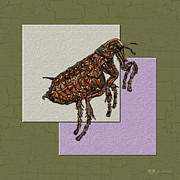 Flea on Abstract Beige Lavender and Dark Khaki #1 Photograph by Serge Averbukh