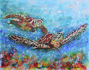 Gliding Turtles Painting by Jyotika Shroff