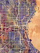 Milwaukee Wisconsin City Map #1 Digital Art by Michael Tompsett