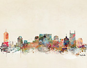 Nashville Tennessee Skyline  #1 Painting by Bri Buckley