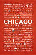 Places of Chicago on Orange Chalkboard Digital Art by Christopher Arndt