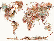 World Map Watercolors #1 Painting by Bri Buckley