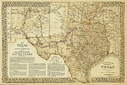 1876 Great Texas and Southwestern Cattle Trails Map Digital Art by Texas Map Store