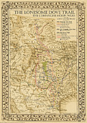 1881 Lonesome Dove Map Drawing by Texas Map Store