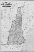 1892 Railroad Commissioners Map NH Black and White Digital Art by Toby McGuire