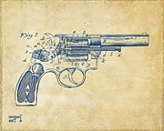 1896 Wesson Safety Device Revolver Patent Minimal - Vintage Digital Art by Nikki Marie Smith