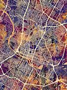 Austin Texas City Map #2 Digital Art by Michael Tompsett