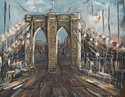 Brooklyn bridge #2 Painting by Miroslaw  Chelchowski