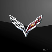 Chevrolet Corvette 3D Badge on Black #1 Photograph by Serge Averbukh
