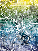Dallas Texas City Map #3 Digital Art by Michael Tompsett Dallas Texas City Map #3 Digital Art by Michael Tompsett