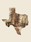 Texas Watercolor Map #3 Digital Art by Michael Tompsett