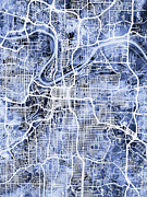 Kansas City Missouri City Map #4 Digital Art by Michael Tompsett