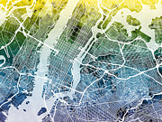 New York City Street Map #4 Digital Art by Michael Tompsett