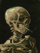 Head of a Skeleton with a Burning Cigarette #6 Painting by Vincent van Gogh