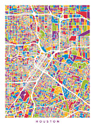 Houston Texas City Street Map #7 Digital Art by Michael Tompsett