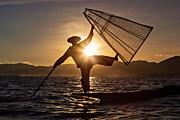Fisherman Inle Lake - Exhibited in Barcelona  Photograph by Joana Kruse