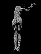9747-DJA Zebra Woman Rear View Black White Stripes Sensual Female Curves of a Young Woman Photograph by Chris Maher