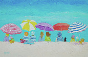 A Breezy Summers Day - beach scene Painting by Jan Matson