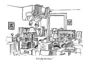 A Couple Sits On An Upside Down Sofa Drawing by Tom Cheney