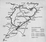 A map of the Nurburgring Circuit Drawing by German School A map of the Nurburgring Circuit Drawing by German School