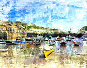 Porthleven - A view across the harbour Digital Art by Mike Marsden