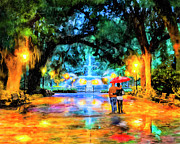 A Walk In Forsyth Park - Savannah Painting by Mark Tisdale
