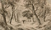 A Wood Gatherer in the Forest Drawing by Anton Mauve