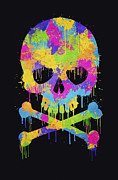 Abstract Trendy Graffiti Watercolor Skull  Digital Art by Philipp Rietz