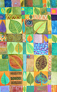Abstract with Leaves Painting by Jennifer Baird