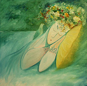 Afternoon nap in the garden Painting by Tone Aanderaa