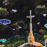 Airships At Night Mixed Media by Jason Nicholas