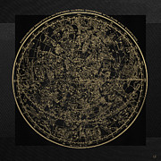 Alexander Jamieson's Celestial Atlas - Northern Hemisphere Gold on Black Edition Digital Art by Serge Averbukh