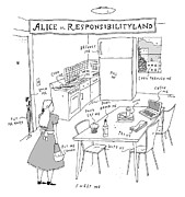 Alice In Responsibilityland Drawing by Liana Finck